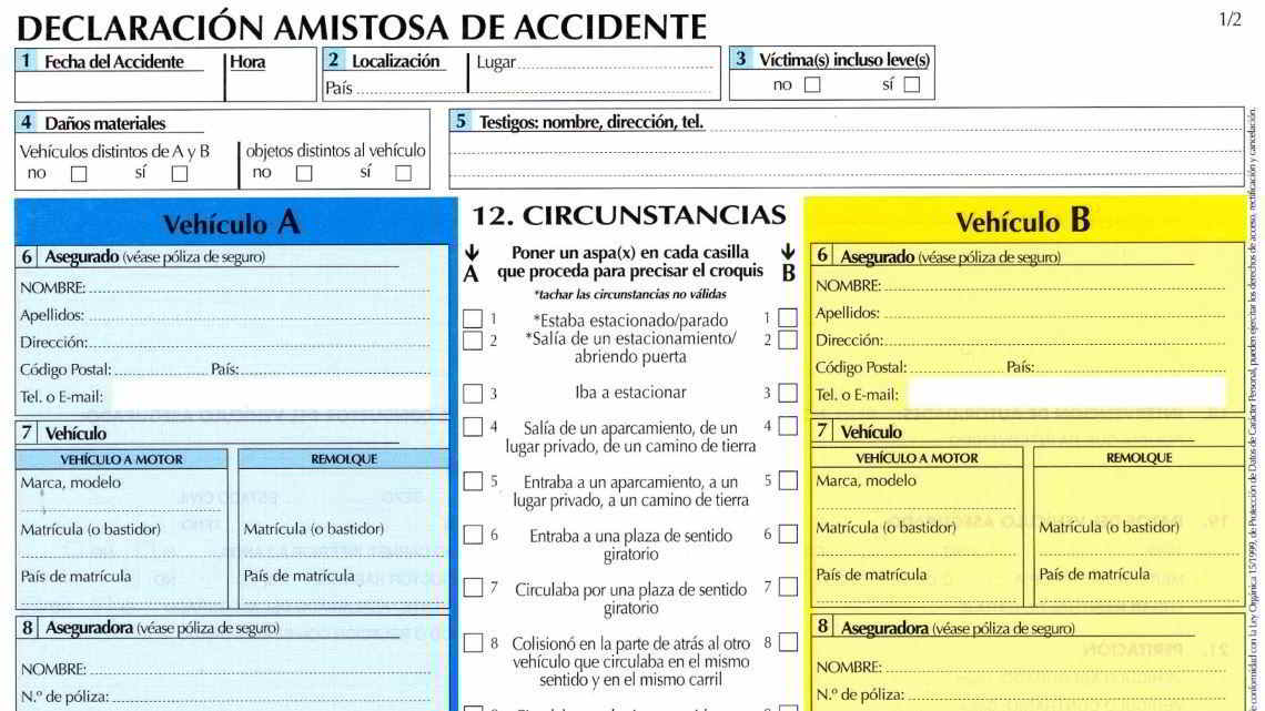 parte amistoso de accidente